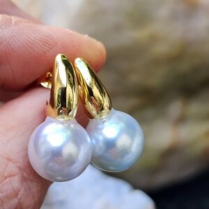 Lightweight cult gaia 14k Gold plated Earrings Faux Pearl Minimalist